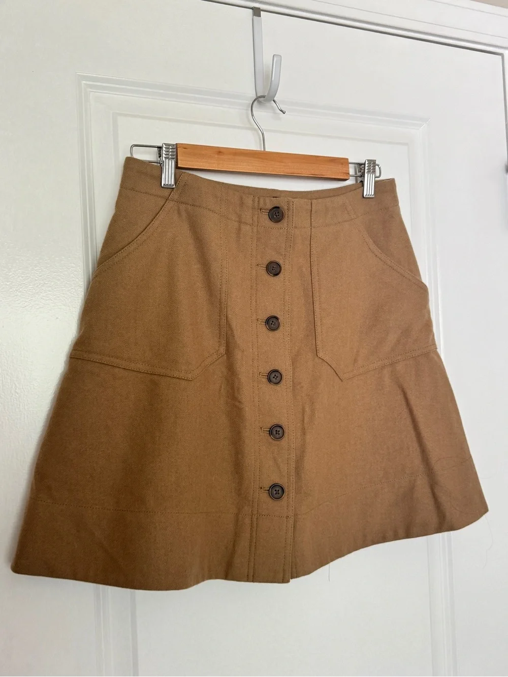 J. Crew Camel Brown Button-Front Mini Skirt